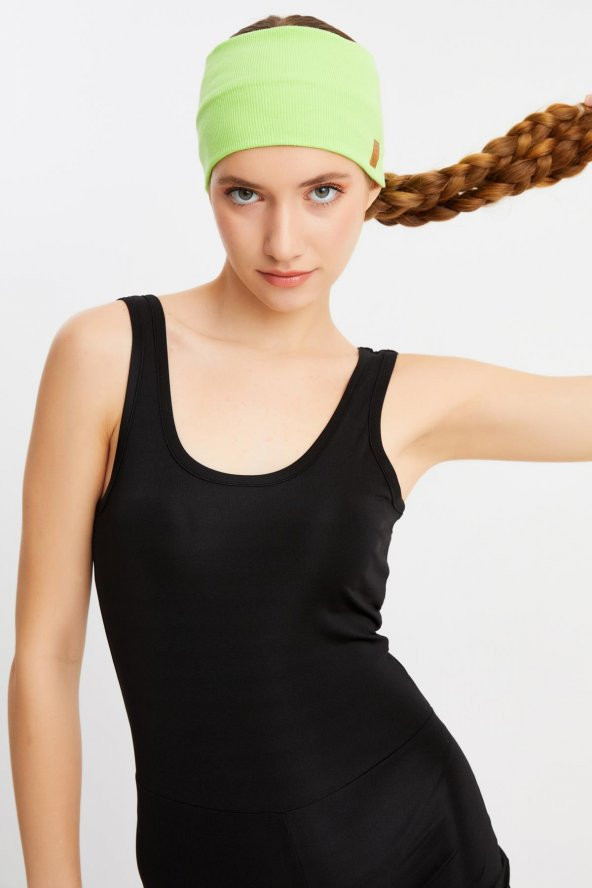 Melanj-Yeşil 2'li Pamuklu Kaşkorse, Kaymaz, Terletmez, Ultra Hafif, Spor Saç Bandı Bandana Buff