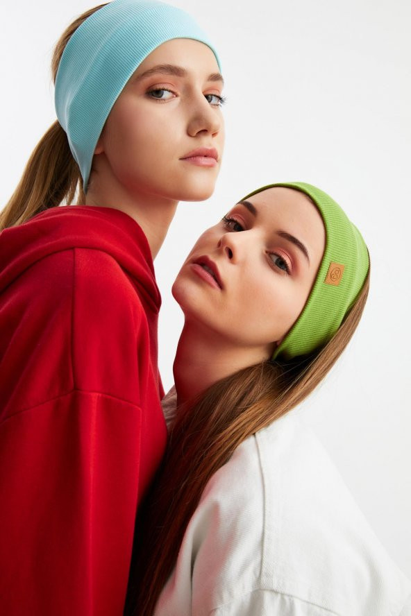 Aqua-Çimen Yeşil 2'li Pamuklu Kaşkorse, Kaymaz, Terletmez, Ultra Hafif, Spor Saç Bandı Bandana Buff - 3