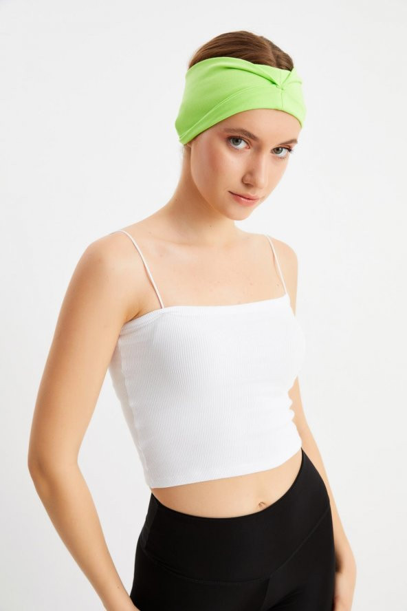 Yeşil-Aqua 2'li ÇİFT TARAFLI kullanım alternatifli, Pamuklu Penye, Kaymaz, Hafif, Spor Saç Bandı Bandana - Resim 4