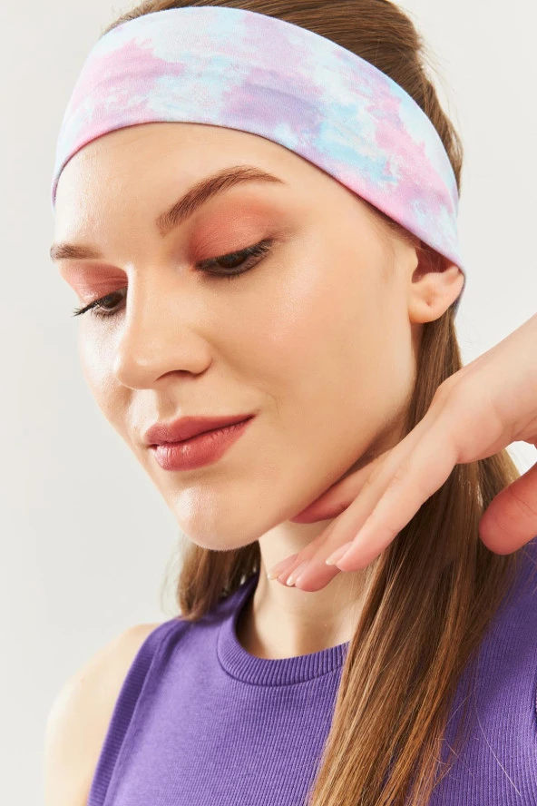 Batik Aqua Kadın Pamuklu Penye, Kaymaz, Terletmez, Ultra Hafif, Spor Saç Bandı Bandana Trendy Renkler - 3