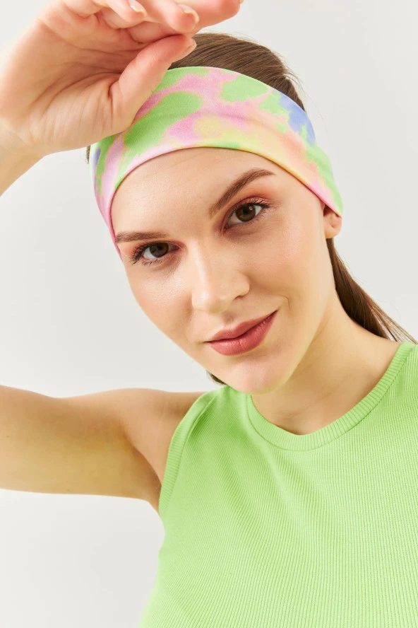 Batik Gökkuşağı Kadın Pamuklu Penye, Kaymaz, Terletmez, Ultra Hafif, Spor Saç Bandı Bandana Trendy Renkler - 8