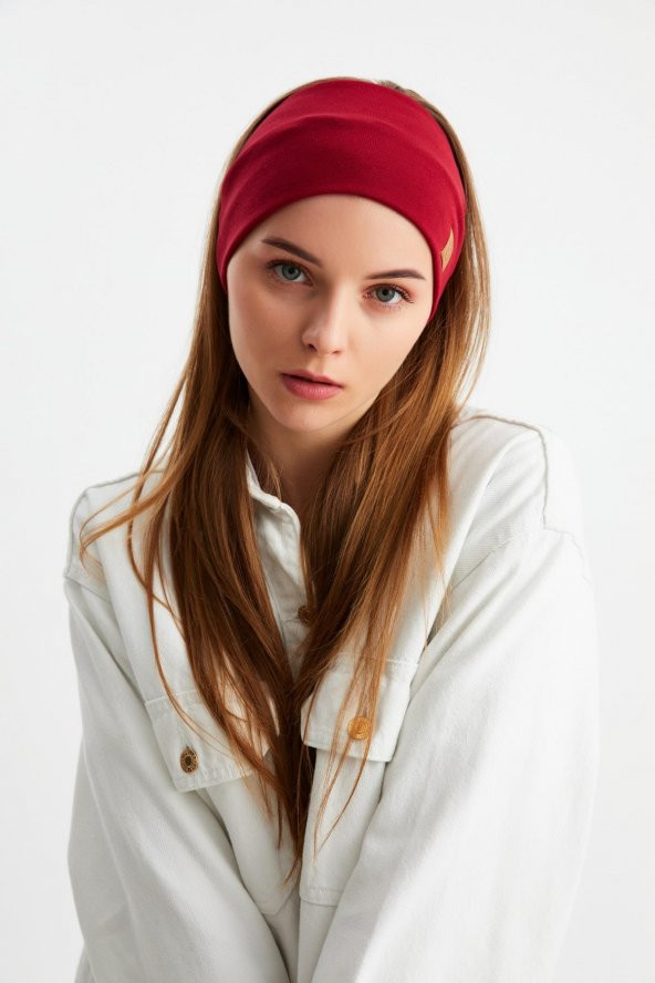 Bordo Kadın Pamuklu Termal, Kaymaz, Terletmez, Ultra Hafif, Spor Saç Bandı Bandana Buff - 3