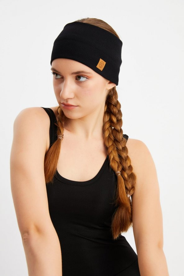 Siyah Kadın Pamuklu Kaşkorse, Kaymaz, Terletmez, Ultra Hafif, Spor Saç Bandı Bandana Buff - 2