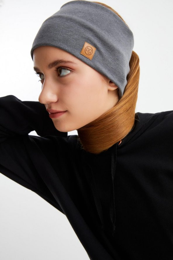 Açık Gri Kadın Pamuklu Termal, Kaymaz, Terletmez, Ultra Hafif, Spor Saç Bandı Bandana Buff - 3