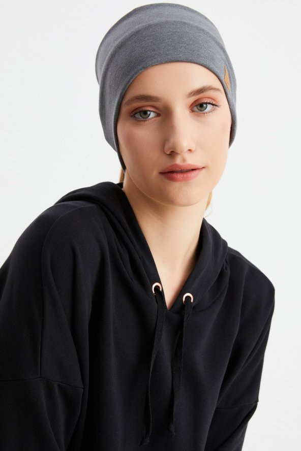 Açık Gri Kadın Pamuklu Termal, Kaymaz, Terletmez, Ultra Hafif, Spor Saç Bandı Bandana Buff - 4