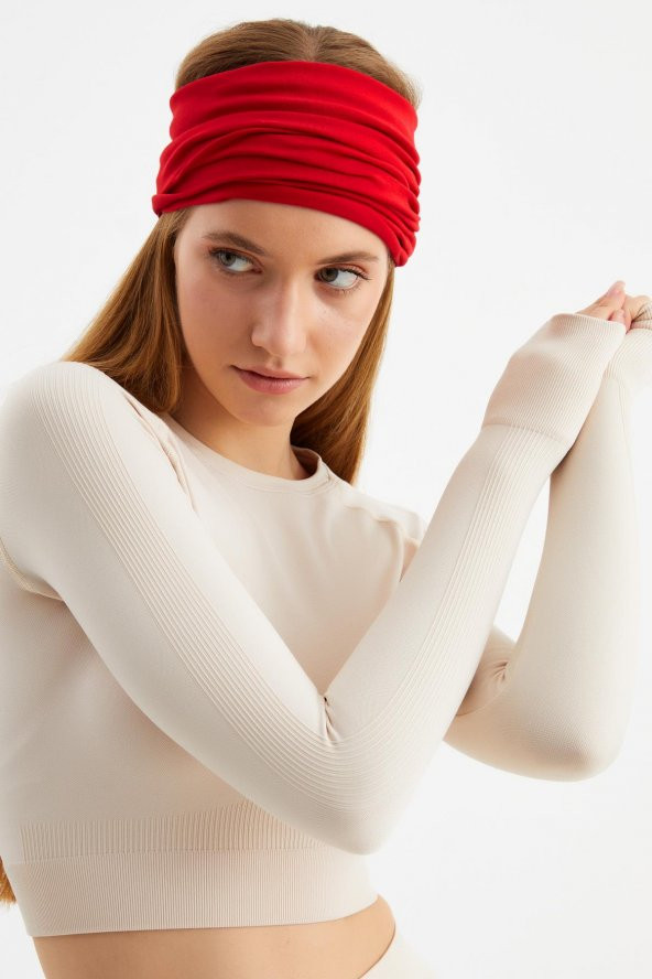 Kırmızı Kadın 4 fonksiyonlu Koruyucu, Pamuklu, Esnek, Terletmez, Bandana, Boyunluk, Buff, Maske - 3