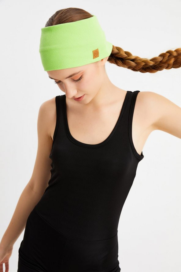 Fıstık Yeşil Kadın Pamuklu Kaşkorse, Kaymaz, Terletmez, Ultra Hafif, Spor Saç Bandı Bandana Buff - 3