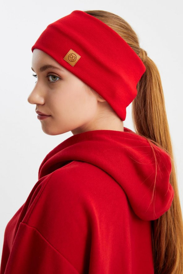 Kırmızı Kadın Pamuklu Kaşkorse, Kaymaz, Terletmez, Ultra Hafif, Spor Saç Bandı Bandana Buff ürün görseli 1