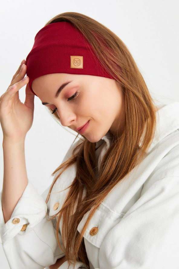 Bordo Kadın Pamuklu Termal, Kaymaz, Terletmez, Ultra Hafif, Spor Saç Bandı Bandana Buff - 5