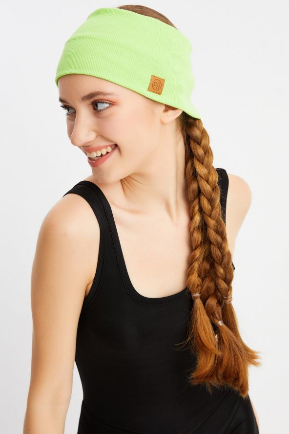 Fıstık Yeşil Kadın Pamuklu Kaşkorse, Kaymaz, Terletmez, Ultra Hafif, Spor Saç Bandı Bandana Buff - 5