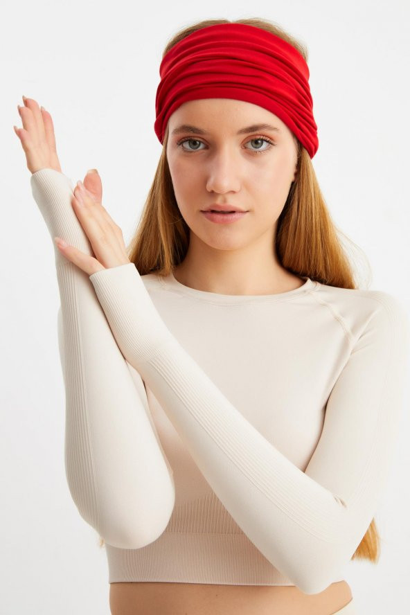 Kırmızı Kadın 4 fonksiyonlu Koruyucu, Pamuklu, Esnek, Terletmez, Bandana, Boyunluk, Buff, Maske - 7