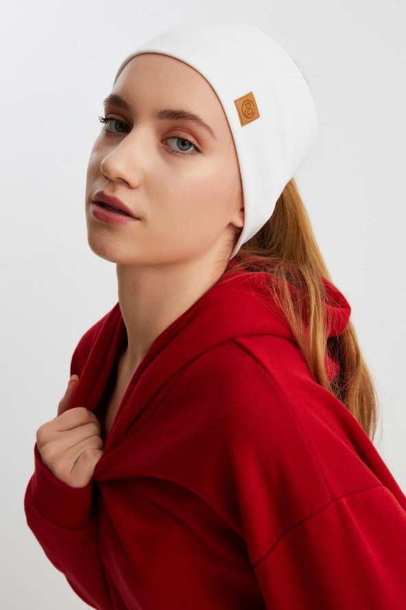 Beyaz Kadın Pamuklu Termal, Kaymaz, Terletmez, Ultra Hafif, Spor Saç Bandı Bandana Buff - 6