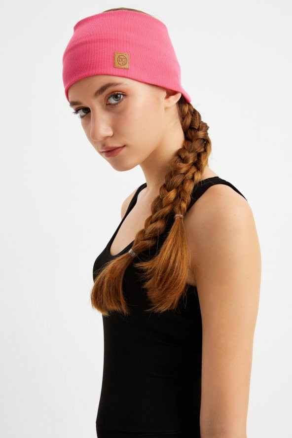 Pembe Kadın Pamuklu Kaşkorse, Kaymaz, Terletmez, Ultra Hafif, Spor Saç Bandı Bandana Buff - Resim 3
