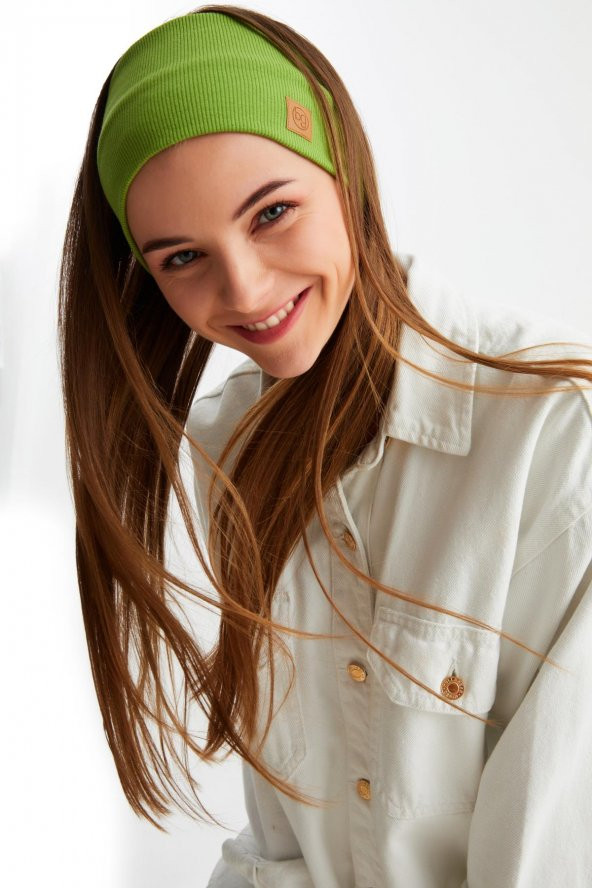 Yeşil Kadın Pamuklu Kaşkorse, Kaymaz, Terletmez, Ultra Hafif, Spor Saç Bandı Bandana Buff