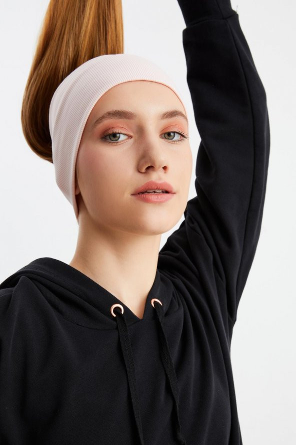 Pudra Kadın Pamuklu Kaşkorse, Kaymaz, Terletmez, Ultra Hafif, Spor Saç Bandı Bandana Buff - Resim 3