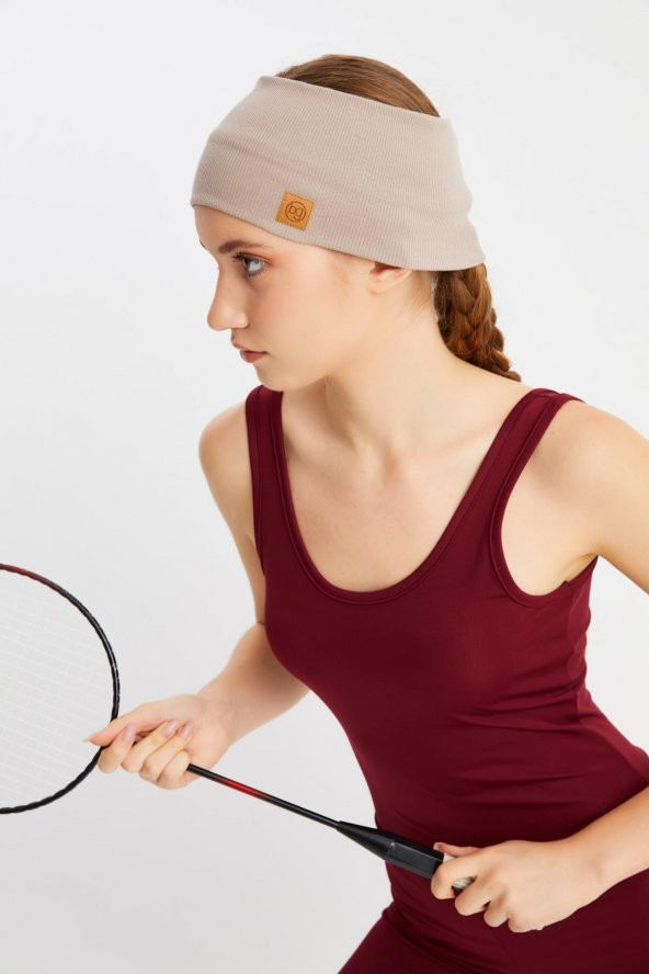 Bej Kadın Pamuklu Kaşkorse, Kaymaz, Terletmez, Ultra Hafif, Spor Saç Bandı Bandana Buff ürün görseli 1
