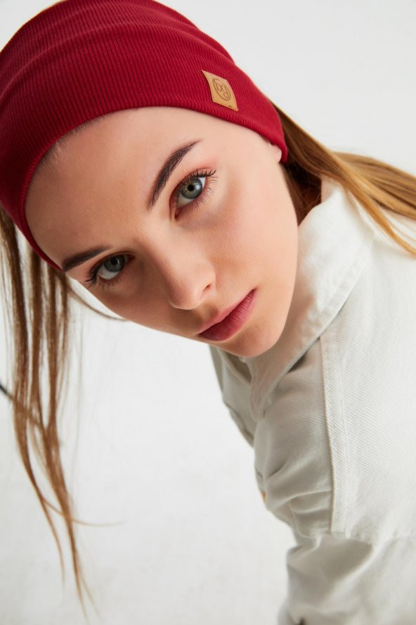 Bordo Kadın Pamuklu Kaşkorse, Kaymaz, Terletmez, Ultra Hafif, Spor Saç Bandı Bandana Buff - 2