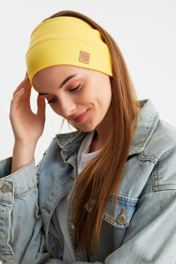 Sarı Kadın Pamuklu Kaşkorse, Kaymaz, Terletmez, Ultra Hafif, Spor Saç Bandı Bandana Buff - 2