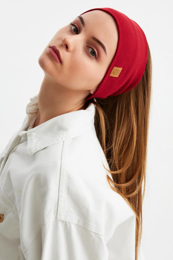 Bordo Kadın Pamuklu Kaşkorse, Kaymaz, Terletmez, Ultra Hafif, Spor Saç Bandı Bandana Buff - 4