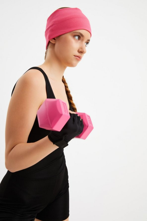 Pembe Kadın Pamuklu Kaşkorse, Kaymaz, Terletmez, Ultra Hafif, Spor Saç Bandı Bandana Buff - Resim 5
