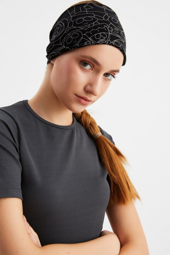 Siyah-melanj Kadın ÇİFT TARAFLI kullanım alternatifli, Pamuklu Penye, Kaymaz, Hafif, Spor Saç Bandı Bandana