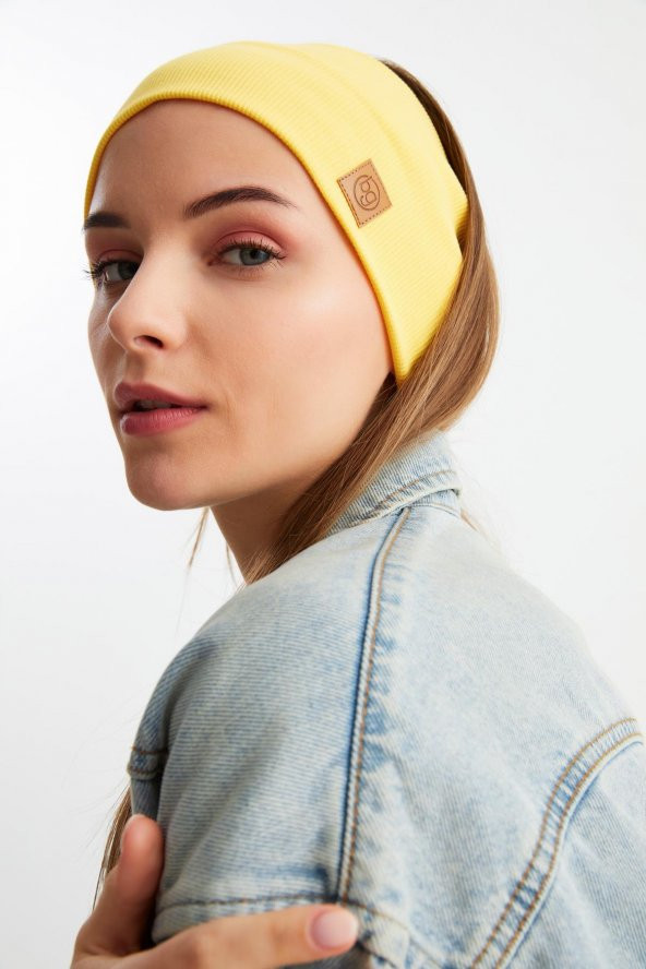 Sarı Kadın Pamuklu Kaşkorse, Kaymaz, Terletmez, Ultra Hafif, Spor Saç Bandı Bandana Buff - 4