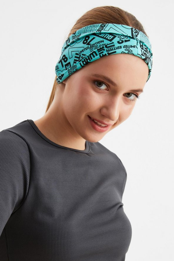 Turquaz Kadın ÇİFT TARAFLI kullanım alternatifli, Pamuklu Penye, Kaymaz, Hafif, Spor Saç Bandı Bandana