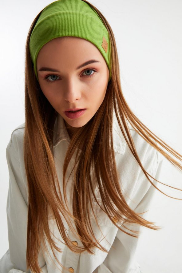 Yeşil Kadın Pamuklu Kaşkorse, Kaymaz, Terletmez, Ultra Hafif, Spor Saç Bandı Bandana Buff - 3