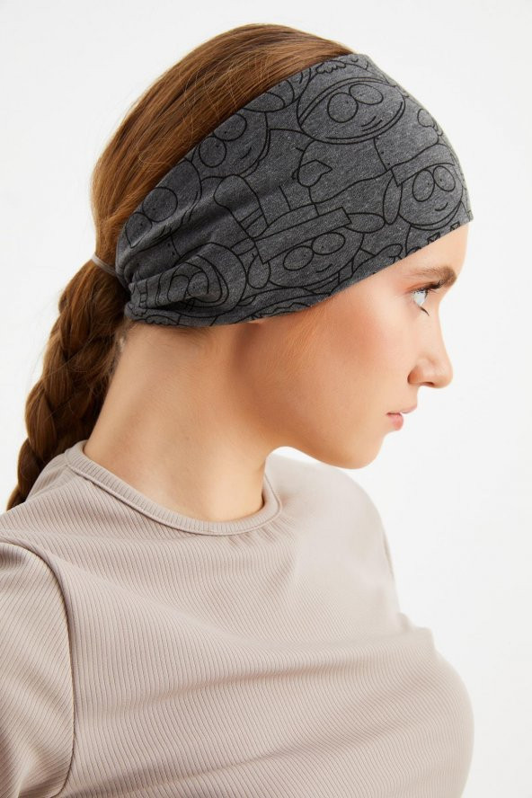 Füme Kadın Çift Taraflı Kullanım Alternatifli, Pamuklu Penye, Kaymaz, Hafif, Spor Saç Bandı Bandana - 8