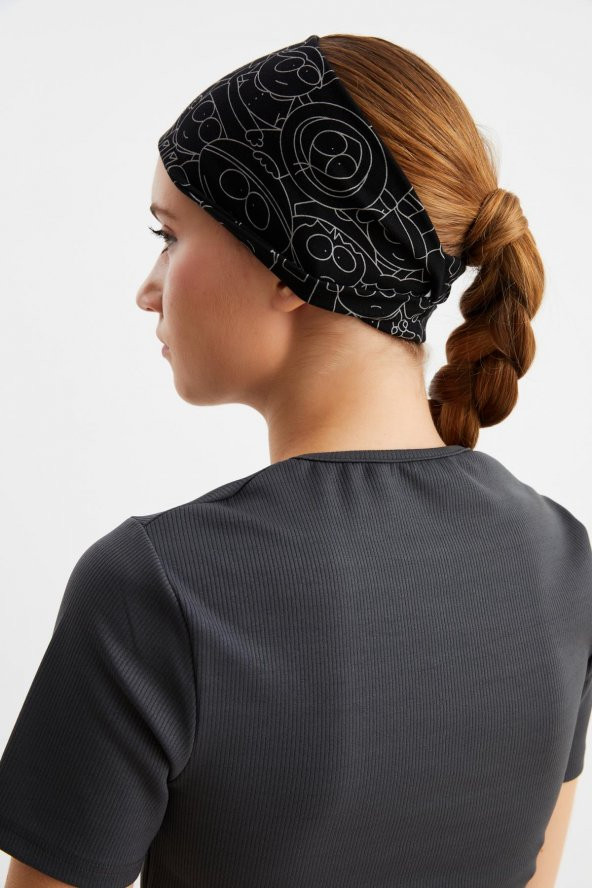 Siyah-melanj Kadın ÇİFT TARAFLI kullanım alternatifli, Pamuklu Penye, Kaymaz, Hafif, Spor Saç Bandı Bandana - 7