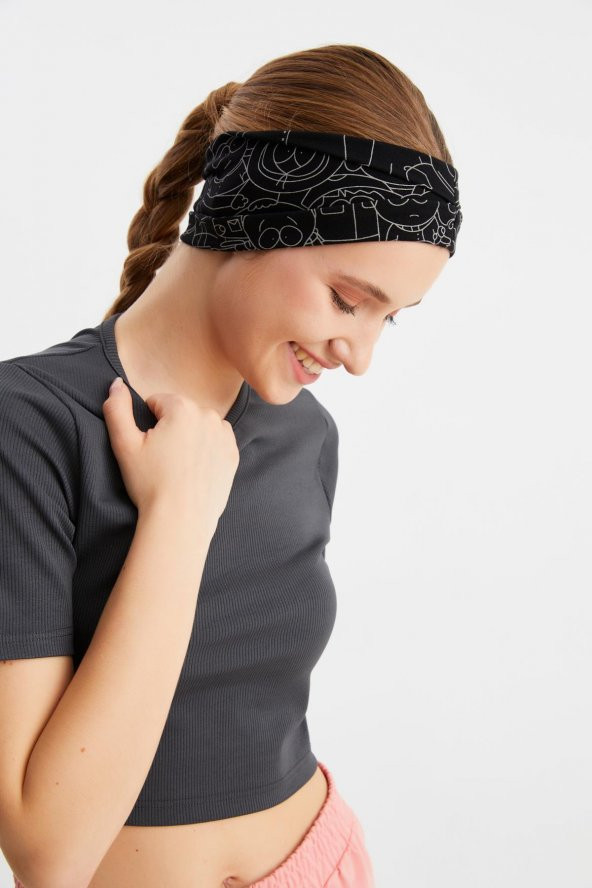 Siyah-melanj Kadın ÇİFT TARAFLI kullanım alternatifli, Pamuklu Penye, Kaymaz, Hafif, Spor Saç Bandı Bandana - 8