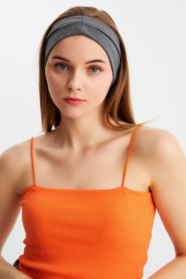 Füme Kadın Çift Taraflı Kullanım Alternatifli, Pamuklu Penye, Kaymaz, Hafif, Spor Saç Bandı Bandana - 2