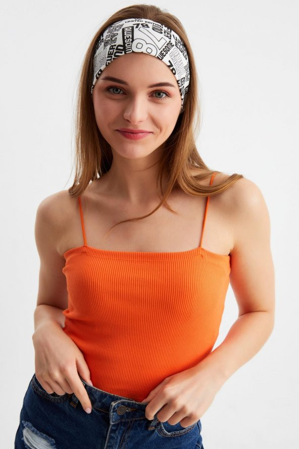 Beyaz Kadın Pamuklu Penye, Kaymaz, Terletmez, Ultra Hafif, Spor Saç Bandı Bandana ürün görseli 1