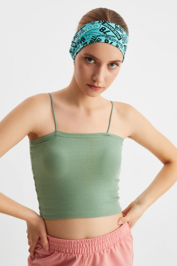 Turquaz Kadın Pamuklu Penye, Kaymaz, Terletmez, Ultra Hafif, Spor Saç Bandı Bandana - Resim 4