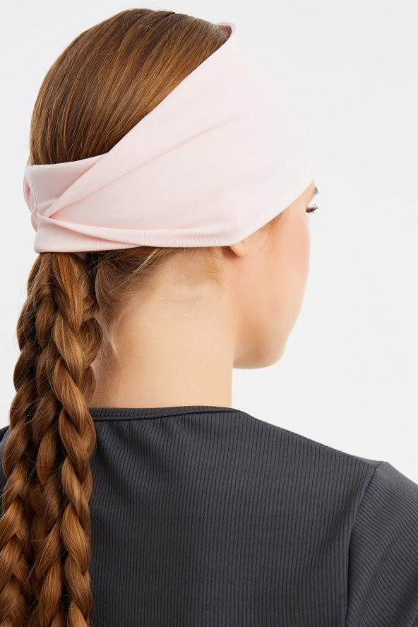 Pudra  Kadın ÇİFT TARAFLI kullanım alternatifli, Pamuklu Penye, Kaymaz, Hafif, Spor Saç Bandı Bandana - 6