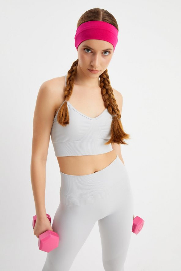 Fuşya Kadın Pamuklu Penye, Kaymaz, Terletmez, Ultra Hafif, Spor Saç Bandı Bandana - 4