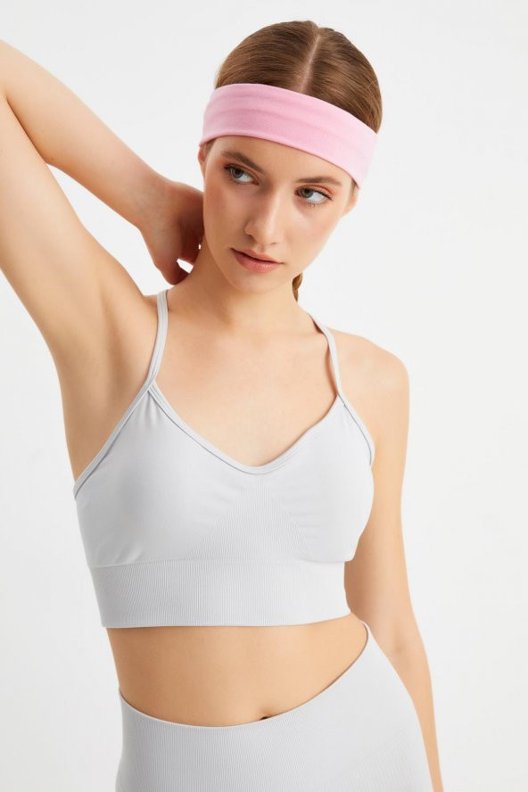 Pembe Kadın Pamuklu Penye, Kaymaz, Terletmez, Ultra Hafif, Spor Saç Bandı Bandana - 7