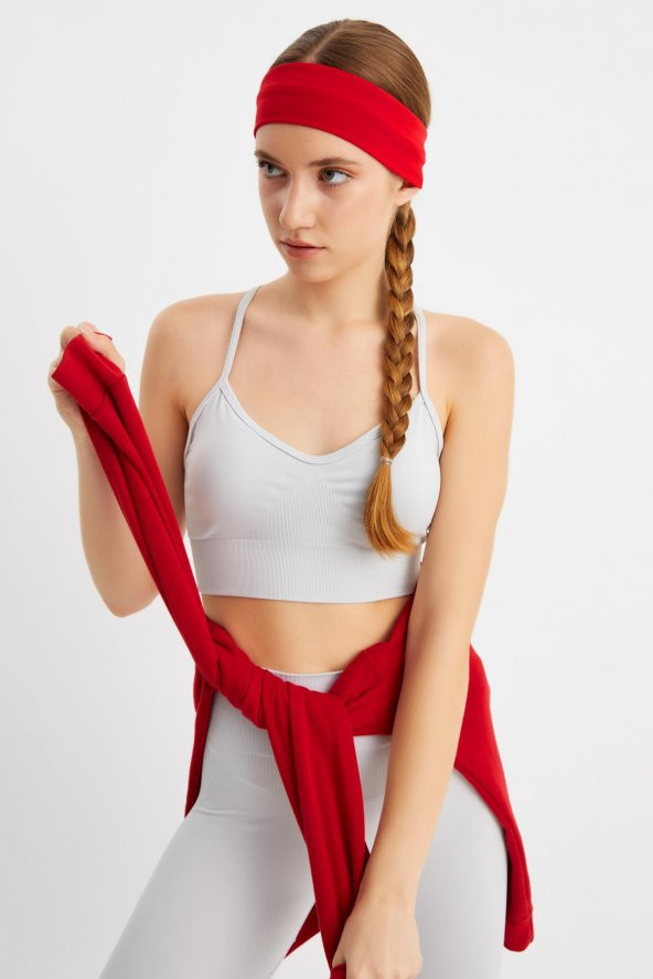 Kırmızı Kadın Pamuklu Penye, Kaymaz, Terletmez, Ultra Hafif, Spor Saç Bandı Bandana