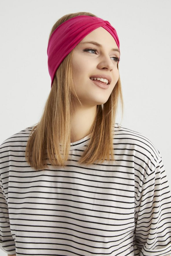 Gözalıcı Fuşya, butik tasarım Kadın Bandana Saç Bandı, ekstra yumuşak,  Esnek, doğal, pamuklu Penye - 2