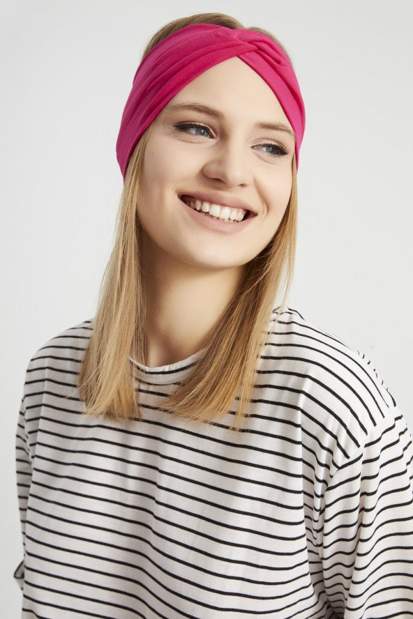 Gözalıcı Fuşya, butik tasarım Kadın Bandana Saç Bandı, ekstra yumuşak,  Esnek, doğal, pamuklu Penye - 3