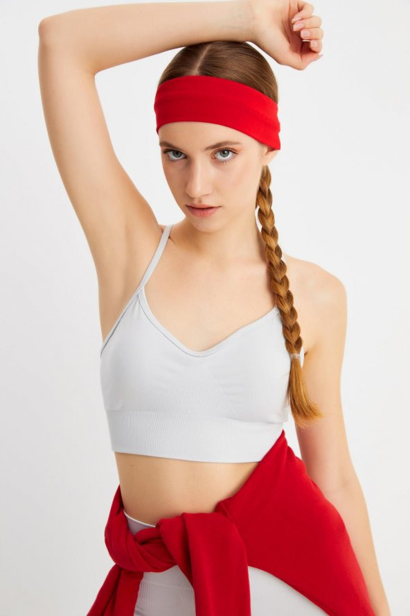 Kırmızı Kadın Pamuklu Penye, Kaymaz, Terletmez, Ultra Hafif, Spor Saç Bandı Bandana - Resim 5
