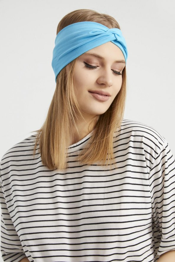 Okyanus mavi, butik tasarım Kadın Bandana Saç Bandı, ekstra yumuşak,  Esnek, doğal, pamuklu Penye - Resim 4