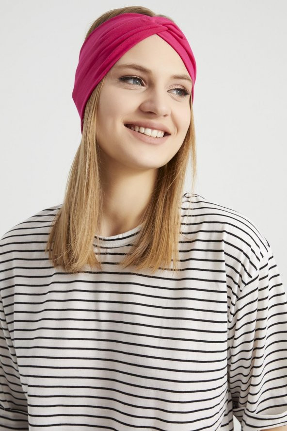 Gözalıcı Fuşya, butik tasarım Kadın Bandana Saç Bandı, ekstra yumuşak,  Esnek, doğal, pamuklu Penye - 8