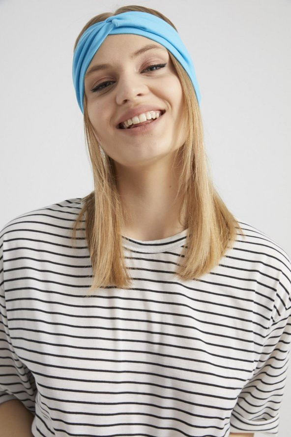 Okyanus mavi, butik tasarım Kadın Bandana Saç Bandı, ekstra yumuşak,  Esnek, doğal, pamuklu Penye - Resim 6