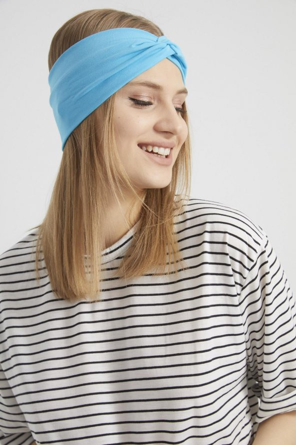 Okyanus mavi, butik tasarım Kadın Bandana Saç Bandı, ekstra yumuşak,  Esnek, doğal, pamuklu Penye - Resim 7