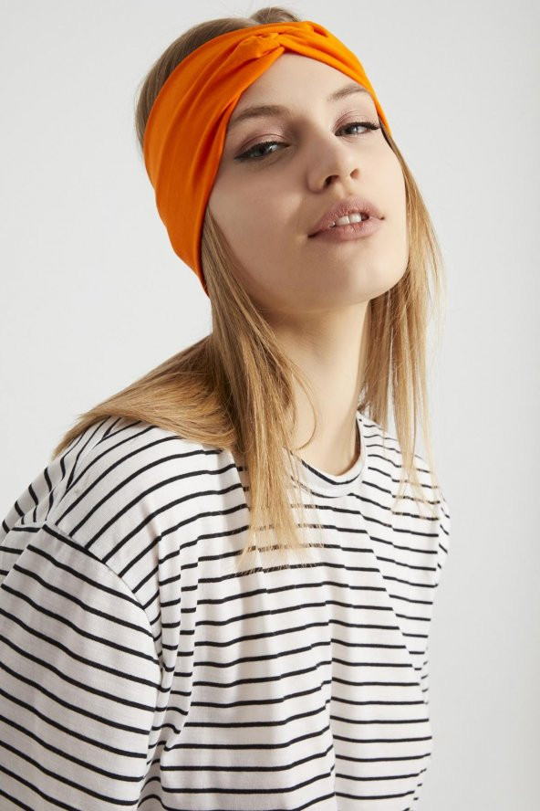 Stil turuncu, butik tasarım Kadın Bandana Saç Bandı, ekstra yumuşak, Esnek, doğal, pamuklu Penye - 3