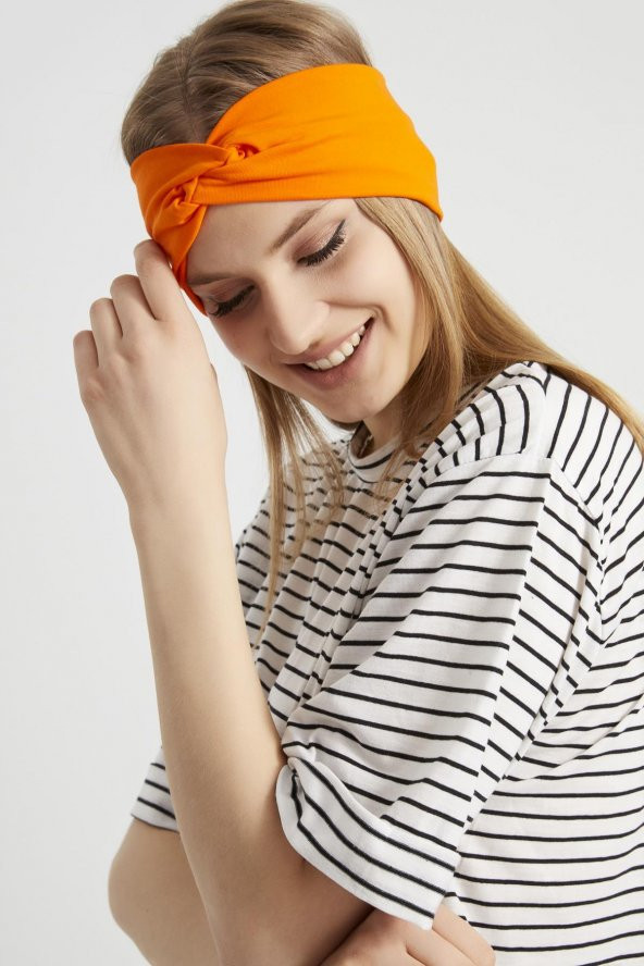 Stil turuncu, butik tasarım Kadın Bandana Saç Bandı, ekstra yumuşak, Esnek, doğal, pamuklu Penye - 5