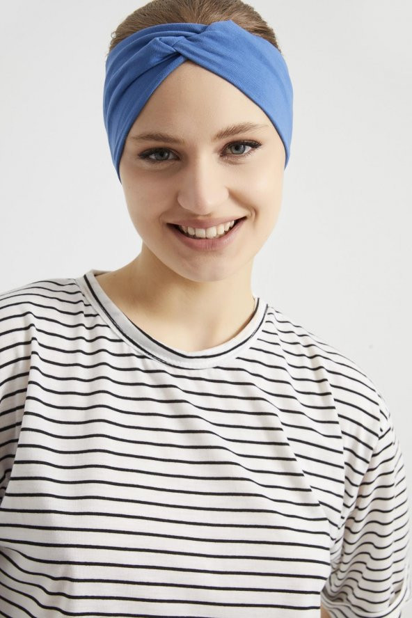 Derin Mavi, butik tasarım Kadın Bandana Saç Bandı, ekstra yumuşak,  Esnek, doğal, pamuklu Penye - 5