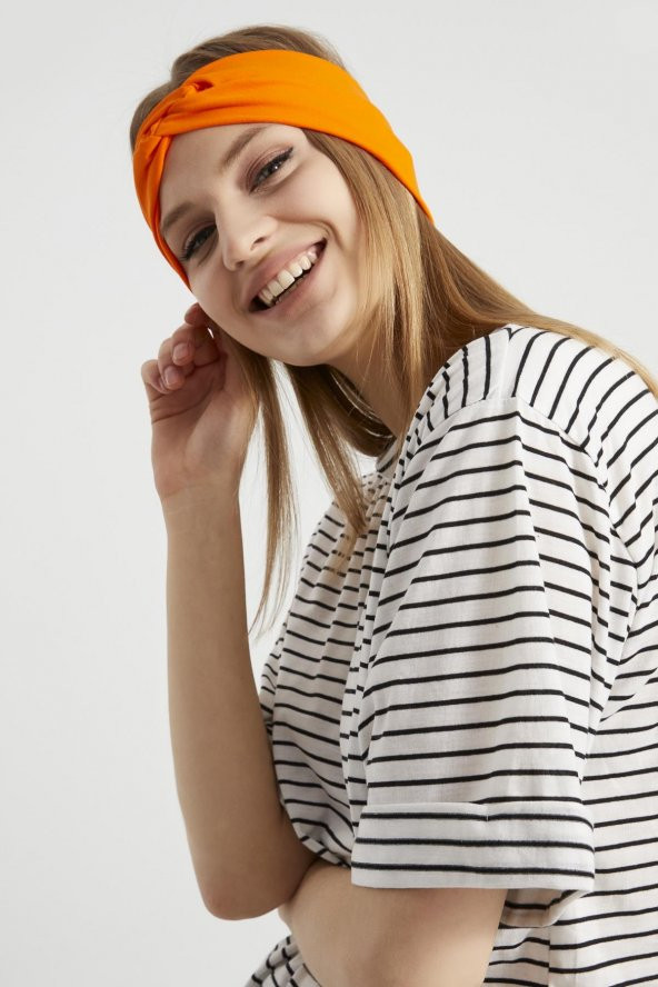 Stil turuncu, butik tasarım Kadın Bandana Saç Bandı, ekstra yumuşak, Esnek, doğal, pamuklu Penye - 6