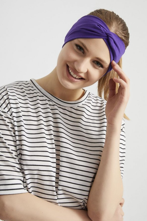 Trend mor, butik tasarım Kadın Bandana Saç Bandı, ekstra yumuşak,  Esnek, doğal, pamuklu Penye - 3